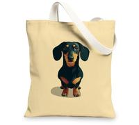 Borsa di totalizzatore della tela del bassotto, borse della spesa riutilizzabili carine, totalizzatore nero leggero della spalla del cane, nero, 13x15 Inch