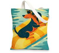 Borsa di totalizzatore della tela del bassotto, borse della spesa riutilizzabili divertenti, stampa variopinta leggera del cane 33x15 pollici