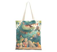 Borsa di totalizzatore della tela del fumetto sveglio dello zoo con le tasche per i viaggi borse della spesa riutilizzabili