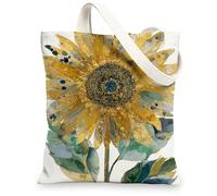 Borsa di totalizzatore della tela del girasole, borse della spesa riutilizzabili variopinte del modello di arte floreale, tracolla lavabile leggera, Colorato, 13x15 Inch