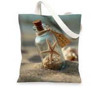 Borsa di totalizzatore della tela del mare, borse da spiaggia riutilizzabili ecologiche, borse a tracolla leggere a tema oceano 13x15 pollici