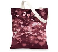 Borsa di totalizzatore della tela del modello del cuore, borse riutilizzabili romantiche della drogheria, borse leggere della tracolla, Borgogna, 13x15 Inch