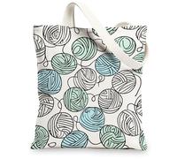 Borsa di totalizzatore della tela del modello del filato, borse della spesa riutilizzabili ecologiche, progettazione tessuta leggera, Blu, 13x15 Inch