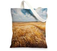 Borsa di totalizzatore della tela del paesaggio del campo, borse riutilizzabili rustiche della drogheria, borse naturali leggere della tracolla del cotone 13x15 pollici