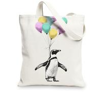 Borsa di totalizzatore della tela del pinguino, borse della drogheria riutilizzabili giocose, borse sveglie leggere ecologiche della tracolla, bianco, 13x15 Inch