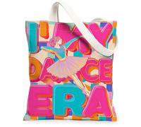 Borsa di totalizzatore della tela della ballerina dell'annata artistica, borsa riutilizzabile della drogheria di progettazione variopinta della ballerina di progettazione, Stra lavabile leggera