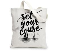 Borsa di totalizzatore della tela della barca a vela, borse della spesa riutilizzabili ecologiche, borse leggere naturali della tracolla del cotone 13x15 pollici