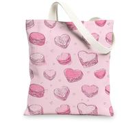 Borsa di totalizzatore della tela della torta del cuore, borse della spesa riutilizzabili sveglie, borse leggere della tracolla della pesca, Pesca, 13x15 Inch