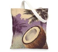 Borsa di totalizzatore della tela di cocco, borse della spesa riutilizzabili retrò, borse crema leggere morbide della tracolla, Crema, 13x15 Inch