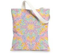 Borsa di totalizzatore della tela di mandala, borse riutilizzabili variopinte, borse ecologiche leggere della tracolla 33x38,1 pollici