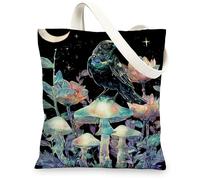 Borsa di totalizzatore della tela di notte mistica, borse della drogheria riutilizzabili, borsa nera leggera della tracolla 33x38 pollici