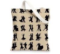 Borsa di totalizzatore della tela di Silhouette danzante, borse della spesa chic riutilizzabili, borse di spalla naturali leggere del tessuto 13x15 pollici