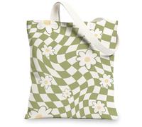 Borsa di totalizzatore della tela floreale, borse della spesa riutilizzabili retrò, borse verdi leggere della tracolla 33x38,1 pollici