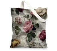 Borsa di totalizzatore dell'annata della tela, borsa della drogheria riutilizzabile, borsa leggera della tracolla di lino, Multicolore, 13x15 Inch