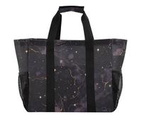 Borsa di totalizzatore di grande utilità di struttura di marmo di lusso viola-oro per le donne pieghevole resistente all'acqua tela Beach Tote, Texture di marmo di lusso viola-oro, 1 size, Moda