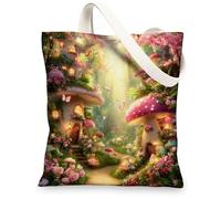 Borsa di totalizzatore di tela floreale fantasiosa, borse della spesa riutilizzabili ecologiche, borse di lino leggere di stile del giardino 13x15 pollici