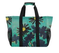 Borsa di totalizzatore di utilità del fiore della margherita nera per le donne borse della spesa per la spesa borsa da spiaggia pieghevole a prova di sabbia con maniglie borse della lavanderia