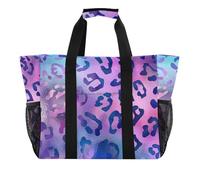 Borsa di totalizzatore di utilità del modello della stampa del leopardo per le donne pieghevole resistente all'acqua con le maniglie grande borsa da spiaggia, Motivo leopardato, 1 size, Moda