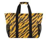 Borsa di totalizzatore di utilità gialla nera leopardata della pelle di animale pieghevole con tasche con maniglie Tote Bag per la spiaggia, Pelle animale, leopardo, giallo, nero, 1 size, Moda