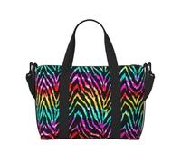 Borsa di totalizzatore di viaggio impermeabile della stampa della zebra dell'arcobaleno variopinto, borsone da viaggio per la palestra durante la notte