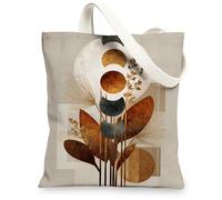 Borsa di totalizzatore floreale astratta della tela, borse riutilizzabili rustiche della spesa, borse beige leggere della tracolla 13x15 pollici