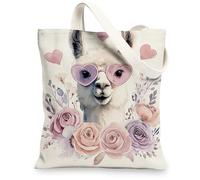 Borsa di totalizzatore floreale della tela, borse della spesa riutilizzabili d'annata, borse bianche leggere della tracolla, bianco, 13x15 Inch
