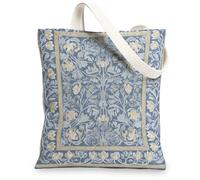 Borsa di totalizzatore floreale della tela, borse della spesa riutilizzabili d'annata, borse blu leggere della tracolla, Blu, 13x15 Inch