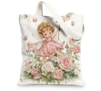 Borsa di totalizzatore floreale della tela, borse della spesa riutilizzabili d'annata, totalizzatore di lino leggero della, Pesca, 13x15 Inch