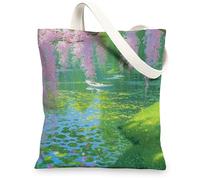 Borsa di totalizzatore floreale della tela, borse della spesa riutilizzabili dell'annata, progettazione verde leggera della tracolla 13x15 pollici