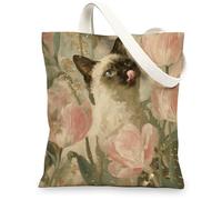 Borsa di totalizzatore floreale della tela, borse della spesa riutilizzabili retrò, borse leggere della tracolla della pesca di lino 13x15 pollici