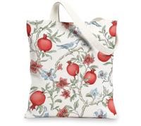 Borsa di totalizzatore floreale della tela del melograno, borse a tracolla ecologiche d'annata, totalizzatore riutilizzabile leggero della spesa, bianco, 13x15 Inch