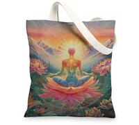 Borsa di totalizzatore meditativa della tela, borse riutilizzabili della drogheria della Boemia, borse di spalla leggere di, Multicolore, 13x15 Inch