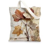 Borsa di totalizzatore naturale della tela della foglia, borse della spesa riutilizzabili ecologiche, borse beige leggere d'annata della, Beige, 13x15 Inch