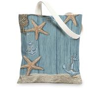 Borsa di totalizzatore nautica della tela, borse della spesa riutilizzabili pronte della spiaggia, borse a tracolla blu leggere 13x15 pollici