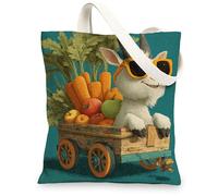 Borsa di totalizzatore sveglia della tela della capra, borse della spesa riutilizzabili ecologiche, progettazione variopinta 13x15 pollici dell'animale della fattoria di divertimento