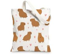 Borsa di totalizzatore sveglia della tela di Capybara, borse a tracolla riutilizzabili ecologiche adorabili, stampa animale di Brown, Marrone, 13x15 Inch