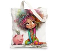 Borsa di totalizzatore variopinta della tela, borse riutilizzabili divertenti della spesa, borse leggere della tracolla dell'arcobaleno 13x15 pollici
