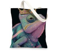 Borsa di totalizzatore variopinta della tela dei camaleonti, borse riutilizzabili vibranti della drogheria, borse ecologiche leggere della tracolla, Colorato, 13x15 Inch
