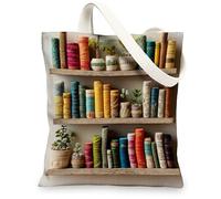 Borsa di totalizzatore variopinta della tela dello scaffale del libro, borse riutilizzabili d'annata, borse variopinte leggere di lino della tracolla 13x15 pollici
