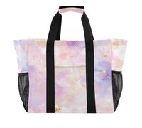 Borsa di Tote Utility di Texture di marmo di lusso rosa viola per le donne pieghevole resistente all'acqua della tela grande borsa da spiaggia, Texture di marmo di lusso viola rosa, 1 size, Moda