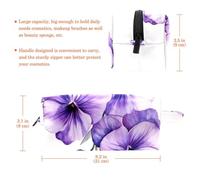 Borsa di trucco d'attaccatura della pittura del fiore dell'acquerello, borsa di viaggio dell'attrezzatura da toeletta del cuoio resistente all'acqua con la maniglia, caso cosmetico portatile per donne