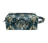 Borsa di trucco d'attaccatura di disegno di arte di stile dell'annata, borsa di viaggio di cuoio resistente all'acqua con la maniglia, caso cosmetico portatile per le donne uomini ragazze, Multicolore