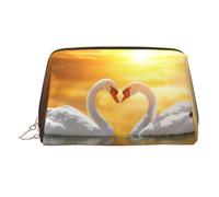 Borsa di trucco del cuoio del modello del cuore variopinto, borsa di immagazzinaggio di viaggio di grande capacità, articoli da toeletta a doppio scopo, Bellissimo cigno bianco, Taglia unica, Zaino