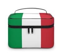 Borsa di trucco del cuoio dell'unità di elaborazione, borsa portatile della lavanderia, borsa da toilette della bandiera italiana per gli uomini e le donne, Bandiera Italiana
