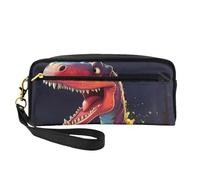 Borsa di trucco del dinosauro dalla bocca grande, sacchetto di cuoio parteggiato doppio di CasePU della matita