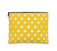 Borsa di trucco gialla più del modello, sacchetto cosmetico moderno minimalista di viaggio per le donne, organizzatore portatile della chiusura lampo della tela, Giallo, 7x9 Inch, Modello Plus