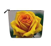 Borsa di trucco impermeabile sveglia gialla della stampa della rosa per il sacchetto di toilette di viaggio della chiusura lampo delle donne