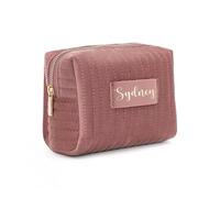 Borsa Di Trucco In Velluto Personalizzato Delle Signore Con Testo, Borsa Trapuntata Da Viaggio Portatile Per Articoli Da Toeletta, Damigelle D'onore, Ragazze E Regali Di Vacanza Di Amici Femminili