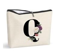 Borsa di trucco iniziale personalizzata, borsa cosmetica di trucco della lettera A-Z di viaggio della borsa di trucco del monogramma della borsa da toeletta, regali per le donne, Domande e risposte:,
