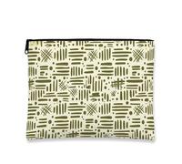 Borsa di trucco moderna astratta, sacchetto di viaggio cosmetico del modello verde oliva per le donne, organizzatore portatile della chiusura lampo, Verde, 7x9 Inch, Custodia